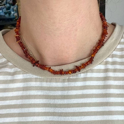 Amber Chip Beaded Necklace - Uplifting