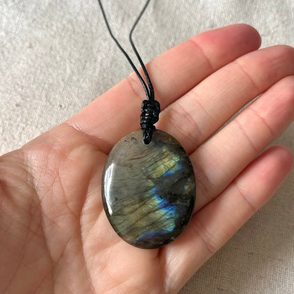 Labradorite Oval Large Pendant - ONE OF A KIND