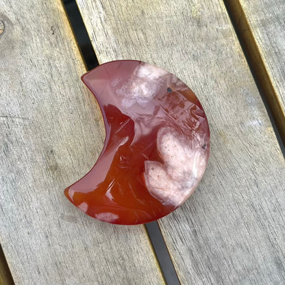 Carnelian Medium Moon Crystal - Energising, Courageous, Motivating