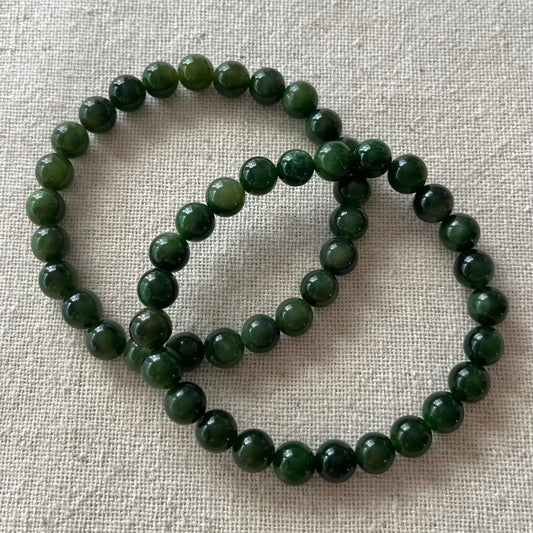 Nephrite Jade 8mm Beaded Bracelet - Prosperity