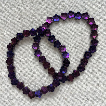 Purple Hematite Flower Beaded Bracelet - Empowering