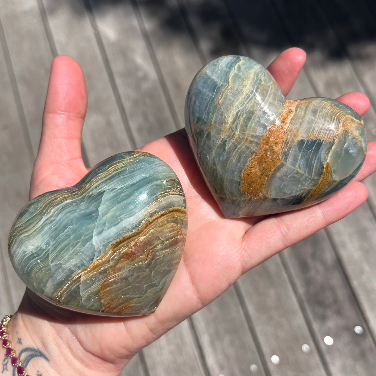 Blue Onyx Large Heart Crystal - Calm, Peace, Grounding