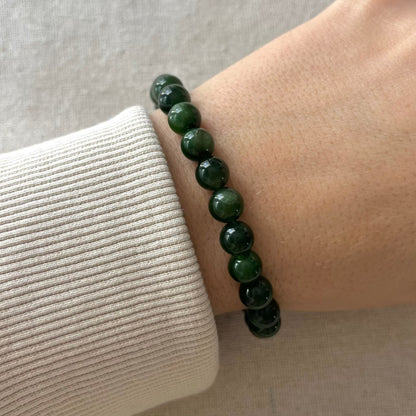 Nephrite Jade 7mm Beaded Bracelet - Prosperity
