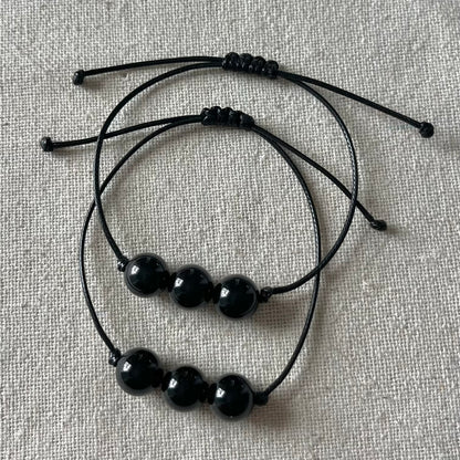 Trinity Cord Bracelet - Black Onyx