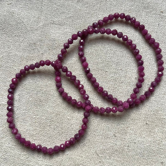 Ruby 4mm Facet Beaded Bracelet - Passion