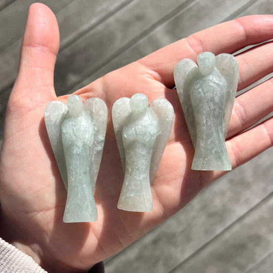Green Aventurine Small Angel Crystal - Lucky, Positivity, Uplifting