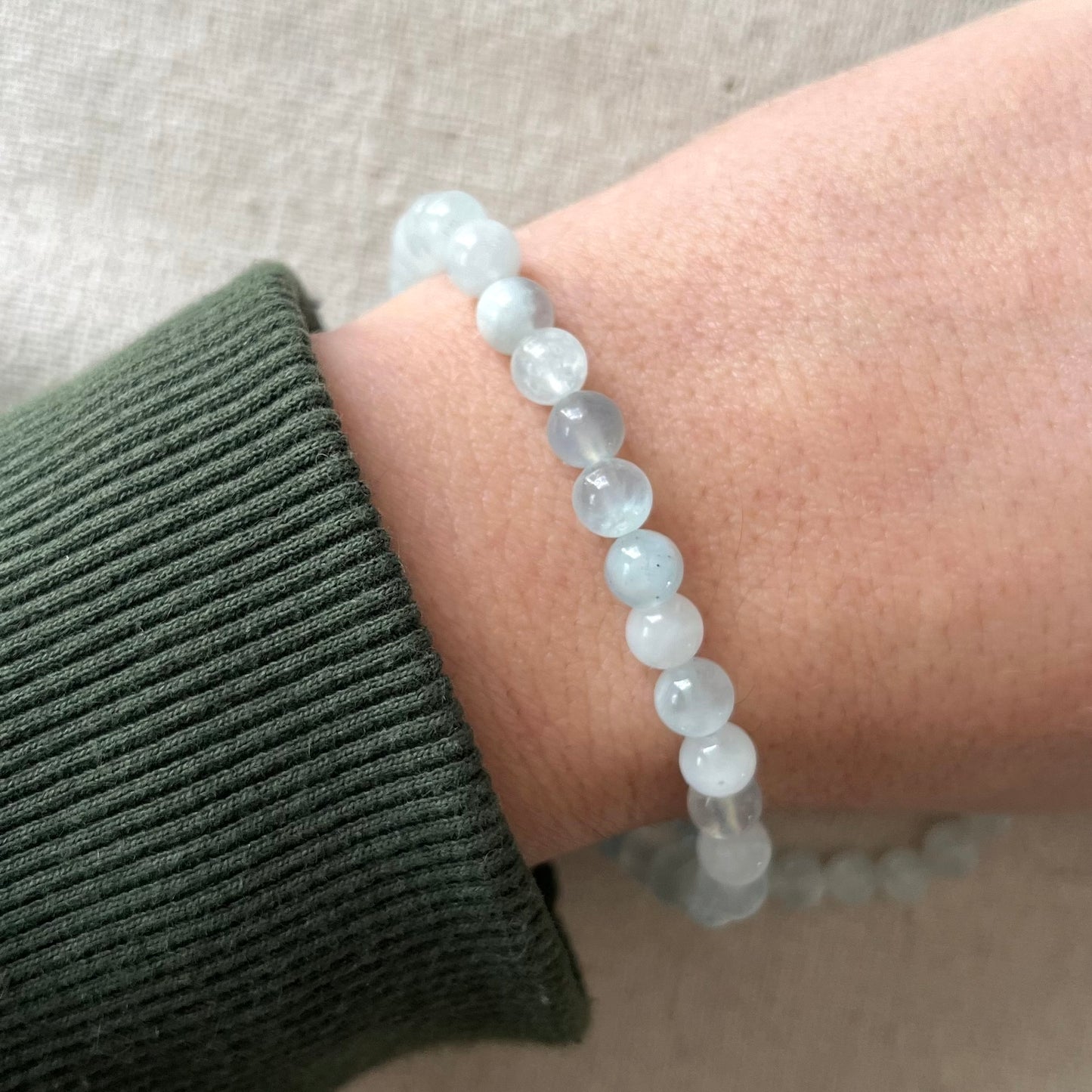 Aquamarine 6mm Beaded Bracelet - Calm