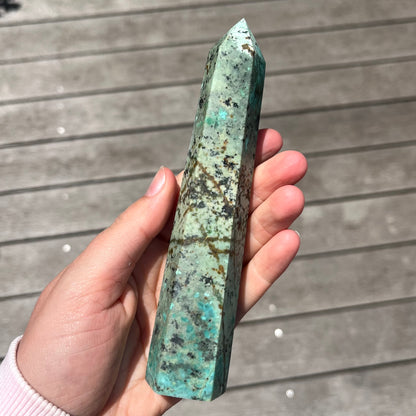 African Turquoise Large Tower Crystal - Protective, Mystical, Transformative
