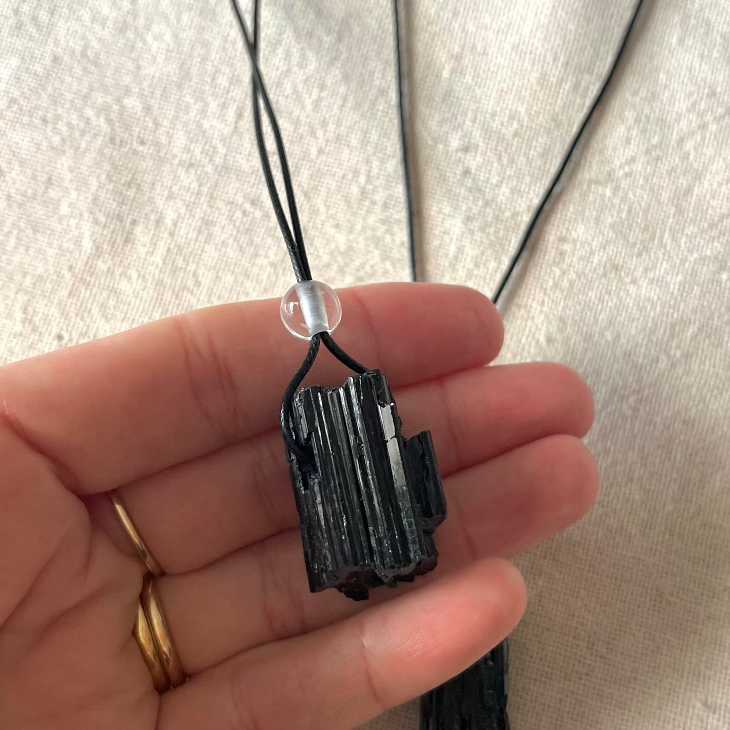 Black Tourmaline Large Raw Stone Pendant - Energetic Protection