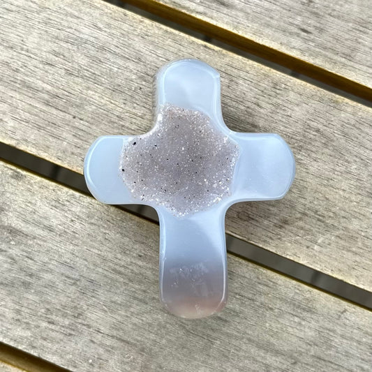Agate Small Cross Crystal - Grounding, Harmonising, Protective