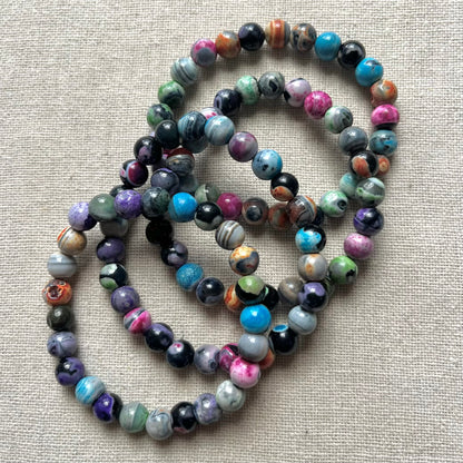 Rainbow Fire Agate 8mm Beaded Bracelet - Courage