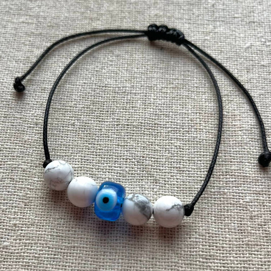 Protection Evil Eye Cord Bracelet - Howlite