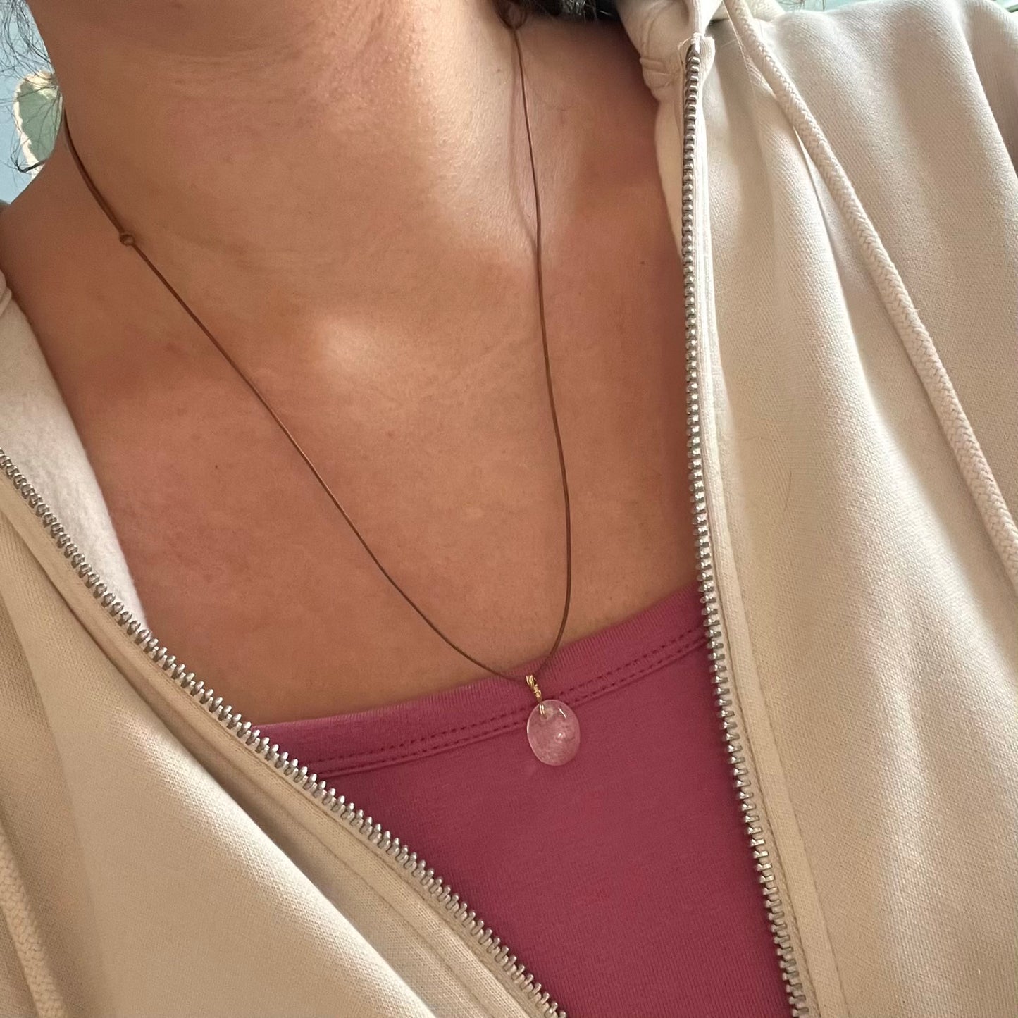 Clear Quartz Cabochon Pendant - ONE OF A KIND