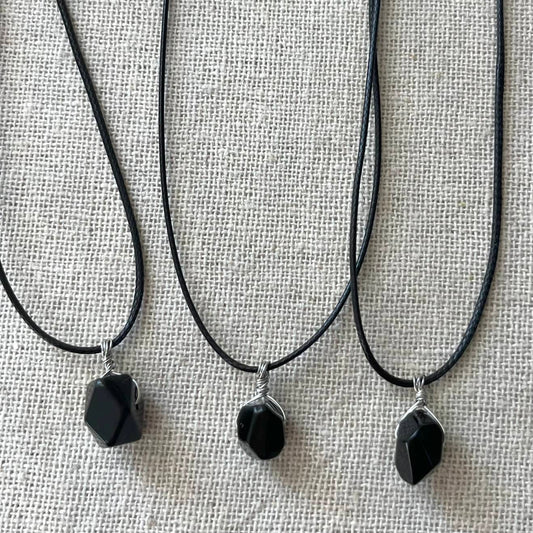 Geo Pendant - Obsidian