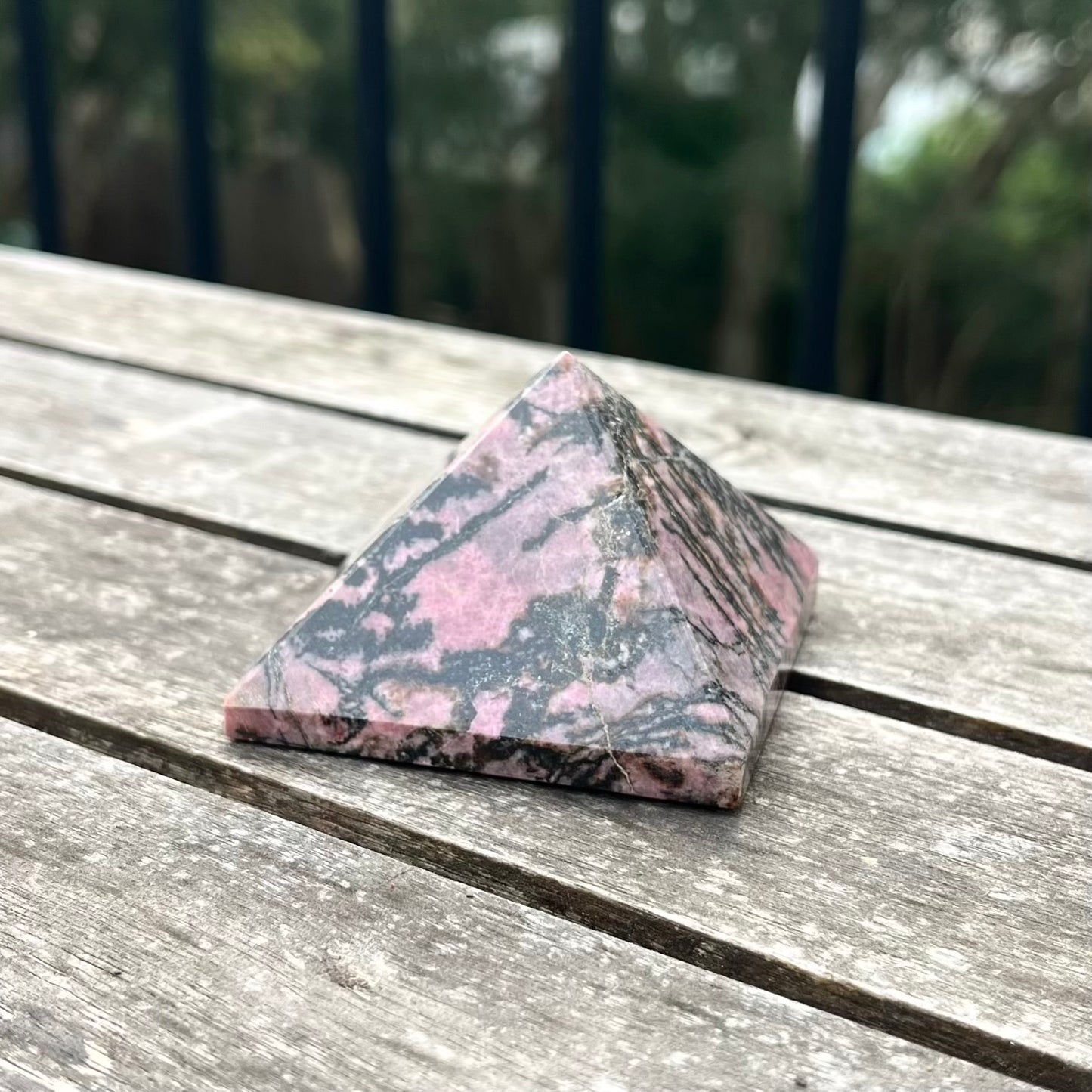 Rhodonite Medium Pyramid Crystal - Compassion, Love