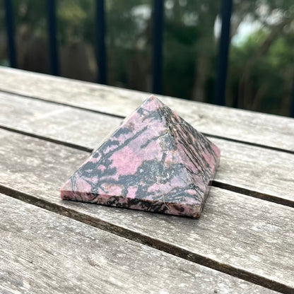 Rhodonite Medium Pyramid Crystal - Compassion, Love