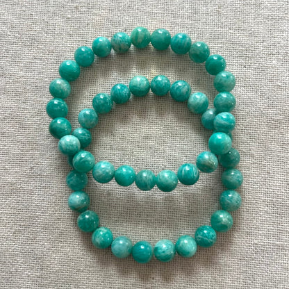 Peruvian Amazonite 8mm Beaded Bracelet - Peace