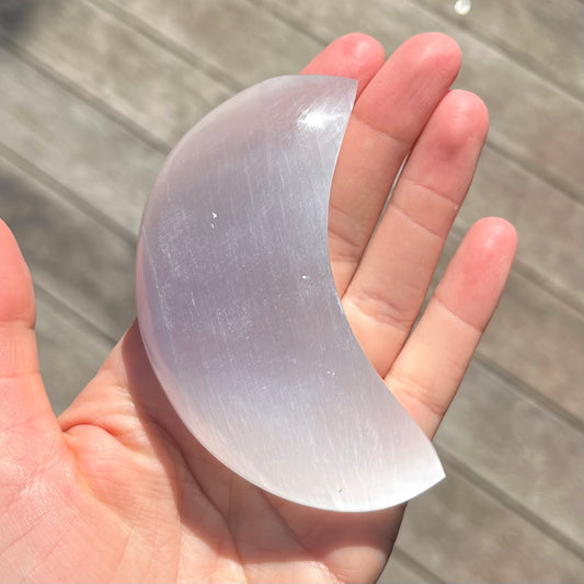 Selenite Moon Crystal - High Vibe, Protection, Spiritual Connection