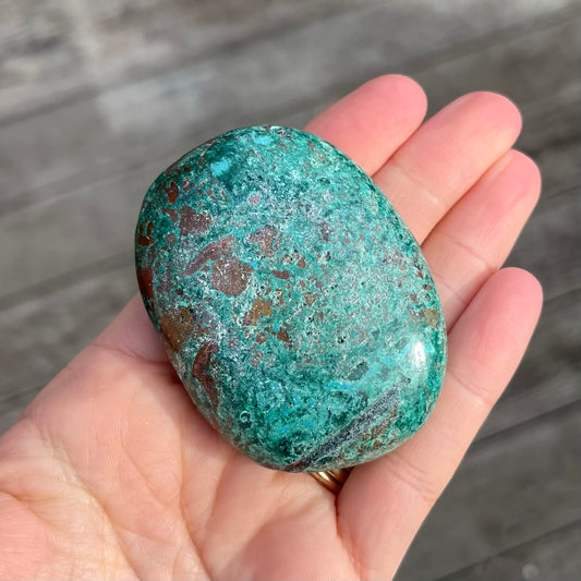Malachite Chrysocolla Palm Stone Crystal - Transformation, Communication