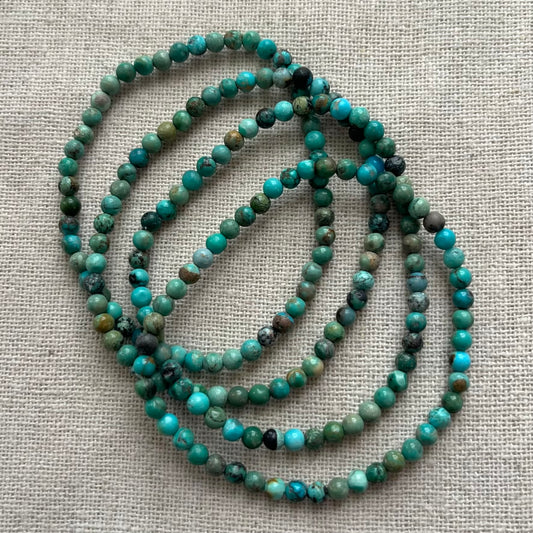 Turquoise 4mm Beaded Bracelet - Wisdom