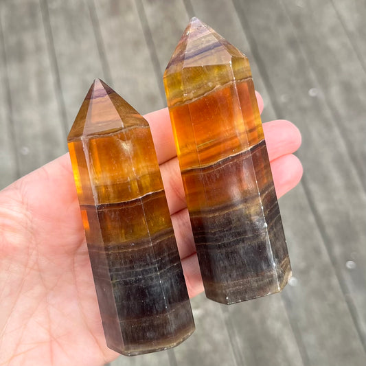 Golden Fluorite Medium Point Crystal - Clarity, Confidence, Focus