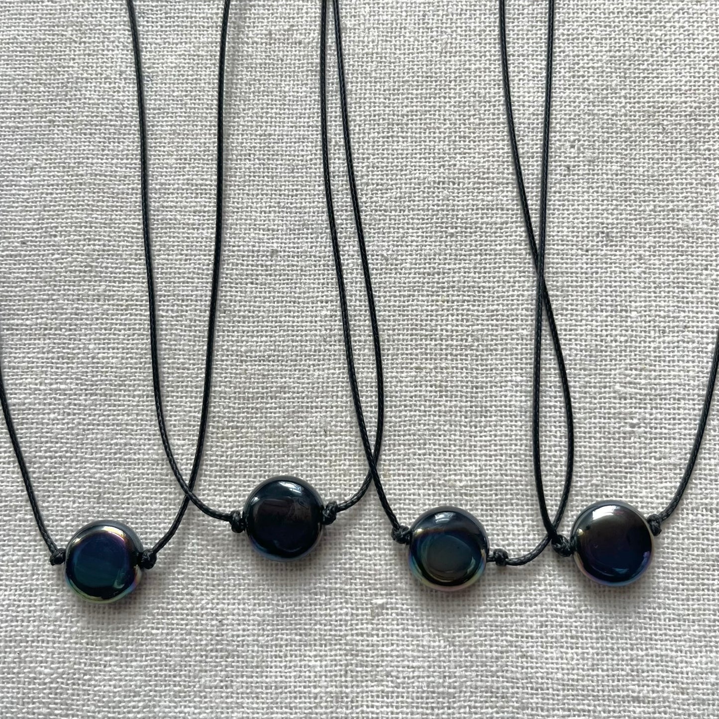 Circle Pendant - Rainbow Hematite