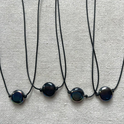 Circle Pendant - Rainbow Hematite