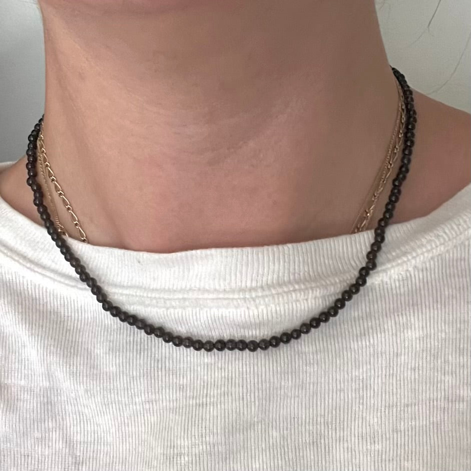Smoky Quartz 3mm Beaded Necklace - Grounding