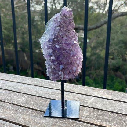 Amethyst Cluster on Metal Stand