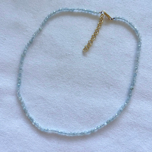 Aquamarine Facet Beaded Necklace