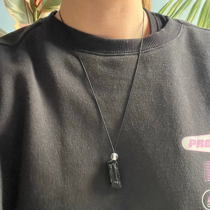 Black Tourmaline Large Raw Stone Pendant - Energetic Protection