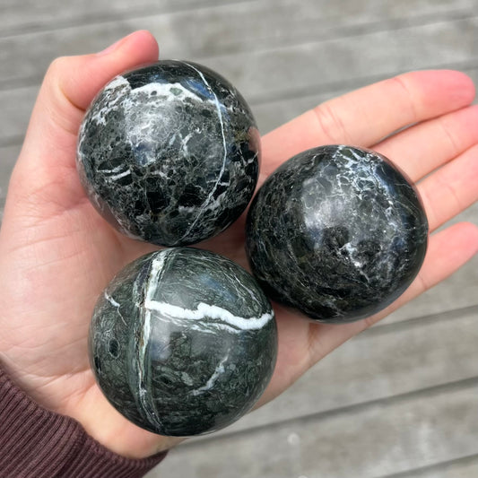 Black Onyx Small Crystal Sphere - Protection, Grounding, Strength