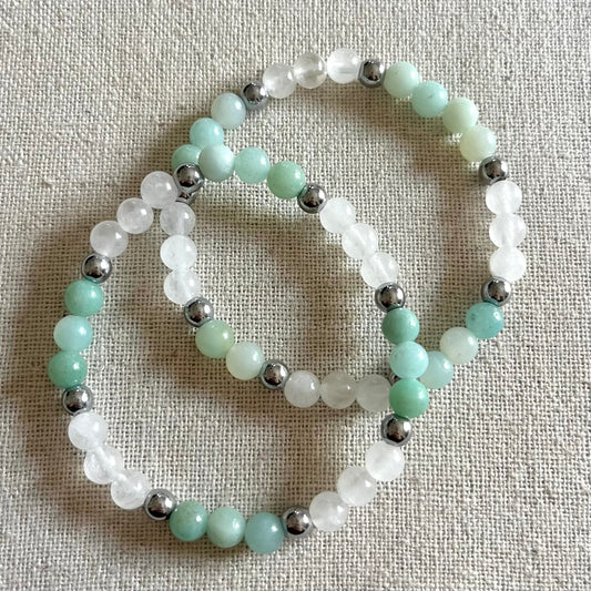 Peace & Grounding Bracelet - Amazonite, Jade & Hematite