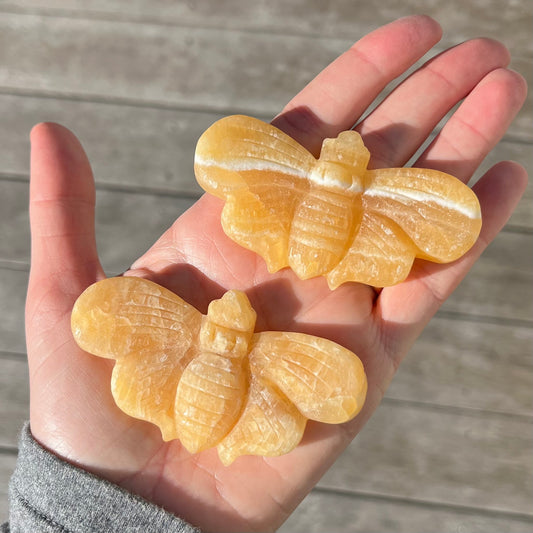 Orange Calcite Small Bee Crystal - Joy, Creativity, Vitality