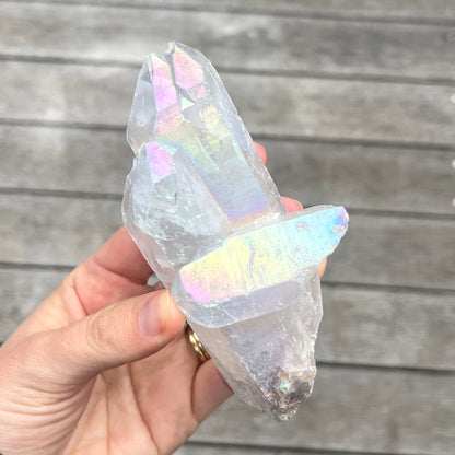 Angel Aura Quartz Medium Raw Point Crystal - Ethereal, Uplifting, High-Vibe