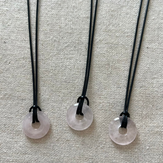 Disc Pendant - Rose Quartz