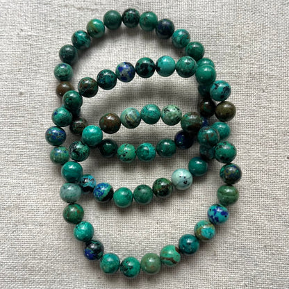 Azurite/Malachite/Chrysocolla 8mm Beaded Bracelet - Transformation