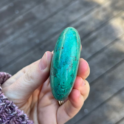 Malachite Chrysocolla Palm Stone Crystal - Positivity, Transformation