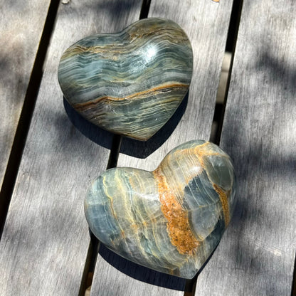 Blue Onyx Large Heart Crystal - Calm, Peace, Grounding
