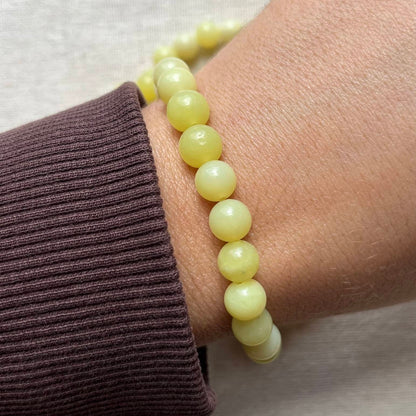 Lemon Jade 8mm Beaded Bracelet - Luck
