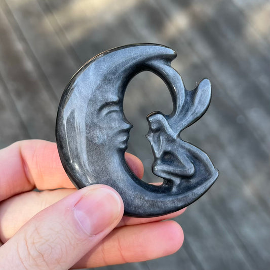 Silver Sheen Obsidian Fairy Moon Crystal - Clarity, Intuition