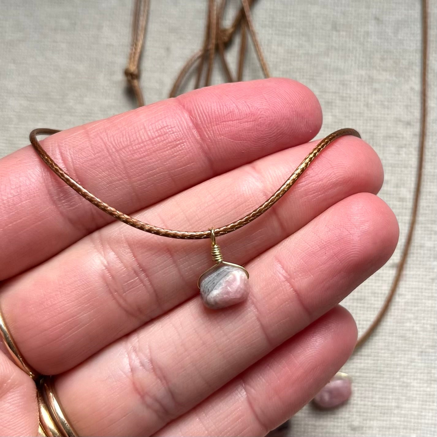Mini Gem Pendant - Rhodochrosite
