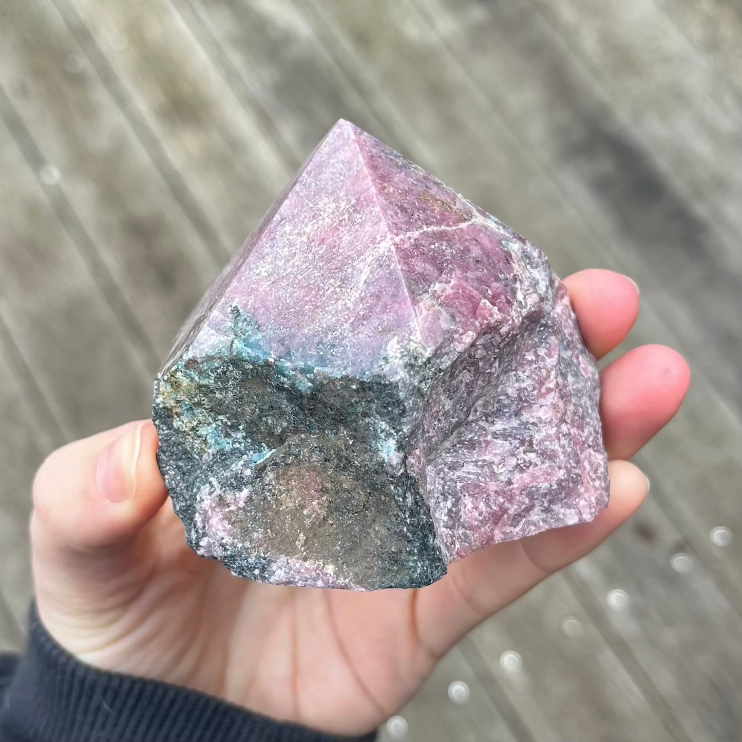 Black Vein Rhodonite Raw Point Crystal - Compassion, Love