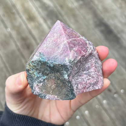 Black Vein Rhodonite Raw Point Crystal - Compassion, Love