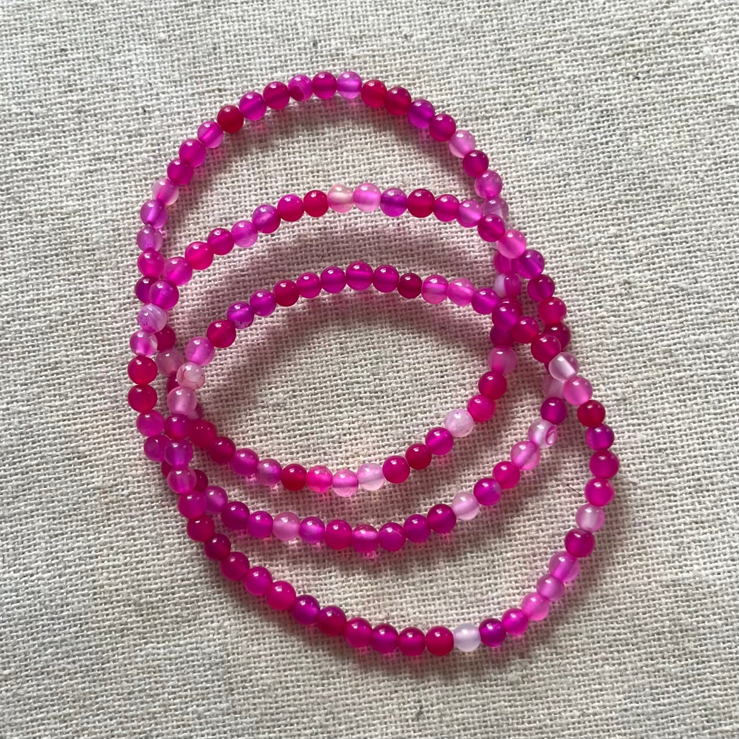 Pink Agate 4mm Beaded Bracelet - Nurturing