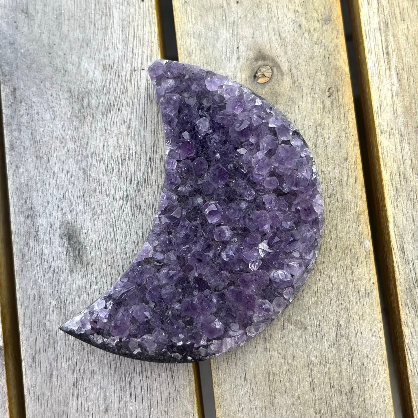 Amethyst Medium Moon Crystal - Calming, Protective, Balancing