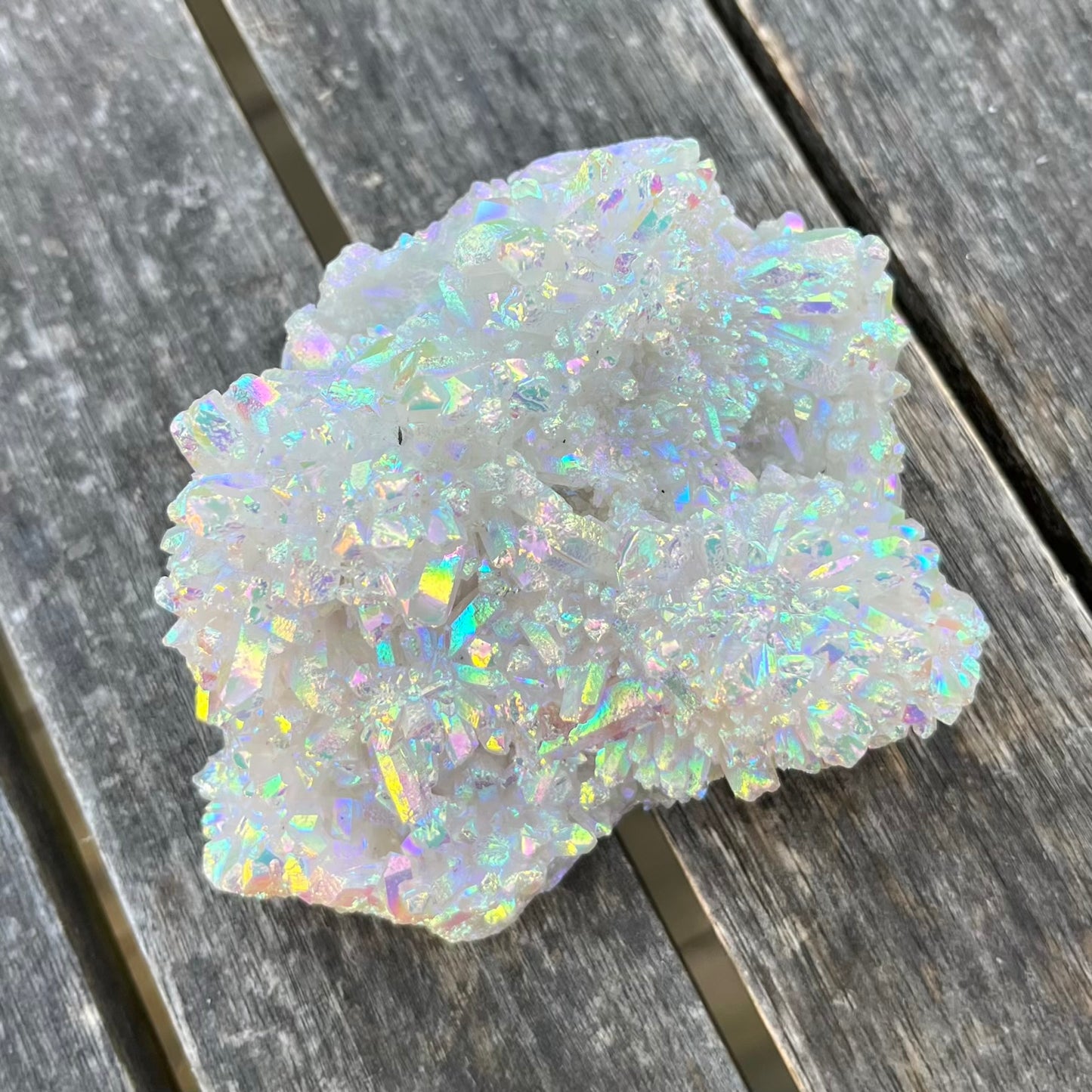 Angel Aura Quartz Medium Cluster Crystal - Joy, High-Vibe