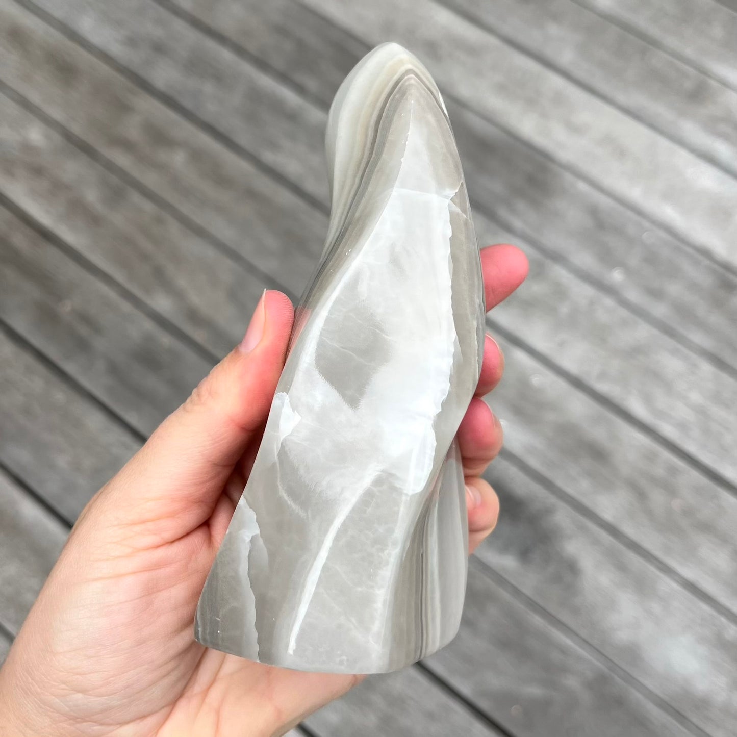 Zebra Onyx Large Flame Crystal - Stabilising, Energising