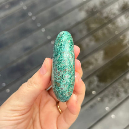 Malachite Chrysocolla Palm Stone Crystal - Transformation, Communication