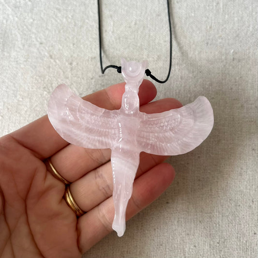 Goddess Isis Pendant - Rose Quartz